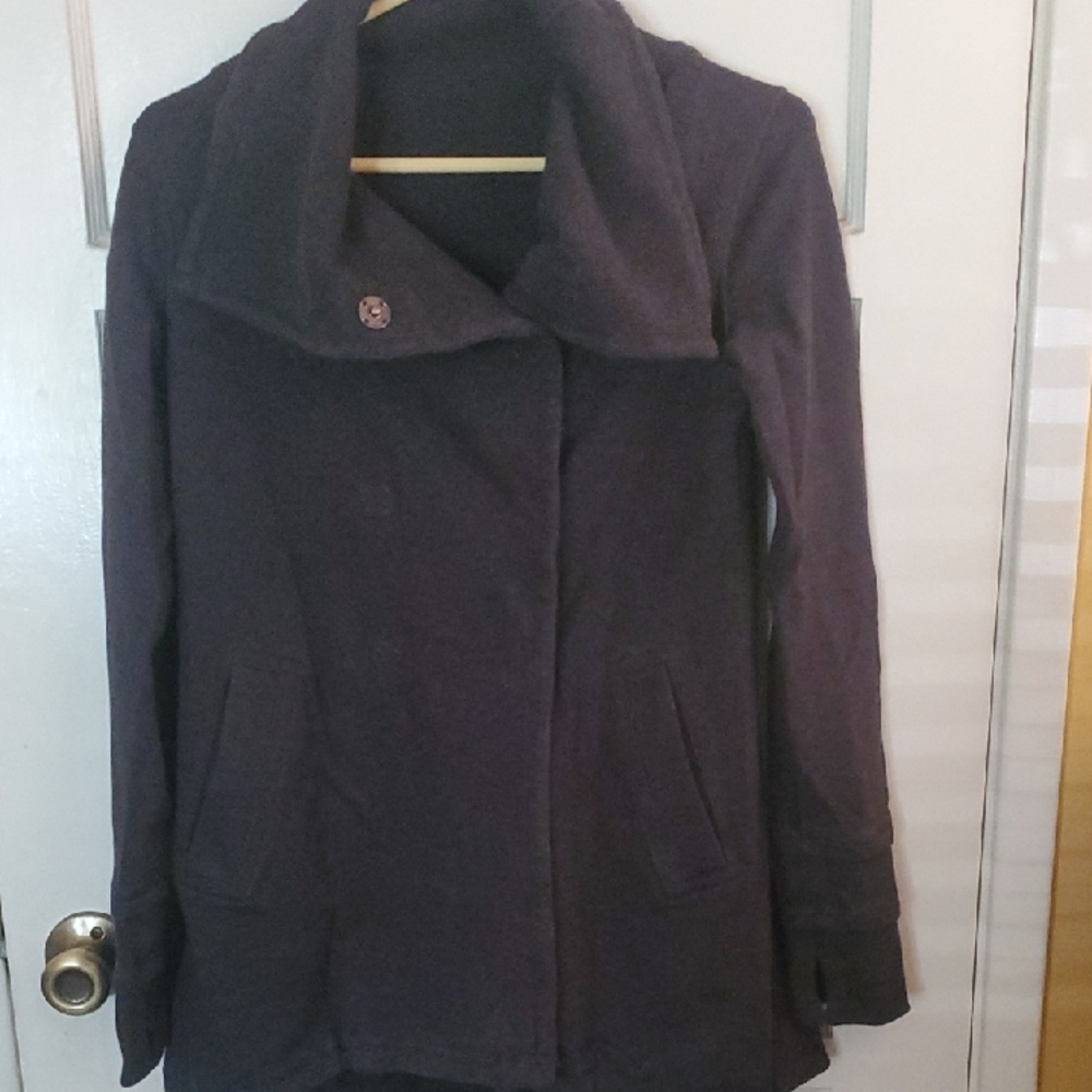 Lululemon Athletica Black Wool Blend Pea Coat